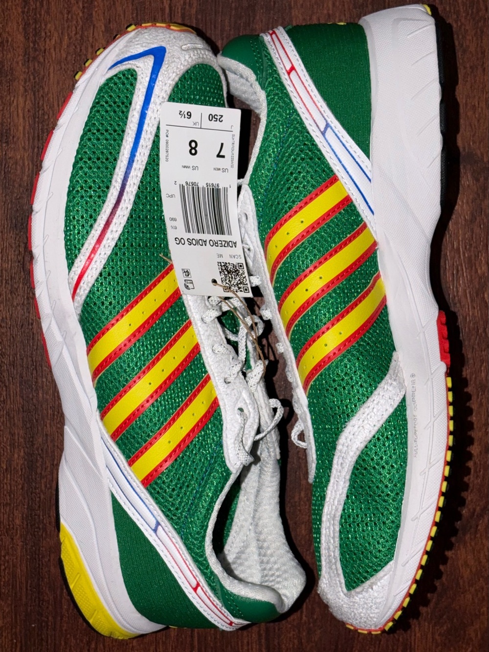 Adidas size 8 Multicolor woman’s Athletic sneakers shoes Yellow, Red, Green